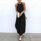 Round neck solid color suspender dress